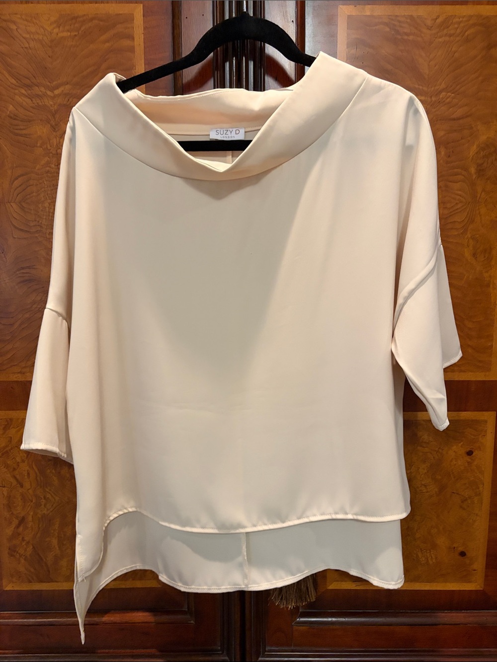 Suzy D Cream Draped Collar Blouse